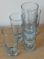 Vintage MCM Duz Crystal Star Sapphire Blue Tumblers Set/6 5.75″