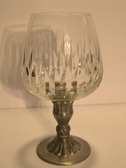 Vintage Crystal Brandy Snifter With Pewter Base MCM Drinkware Barware