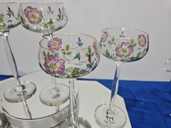 (6) Wine Hocks Goblet Glasses 8″ Crystal Antique Art Nouveau Theresienthal c1900