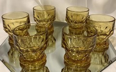 Anchor Hocking Georgian 3” Flat Tumbler 5oz Drinking Glass Amber EUC – Set of 6
