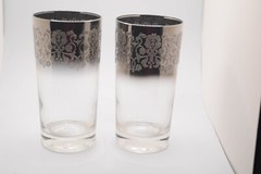 2 Silver Fade Scrollwork Drinking Glasses