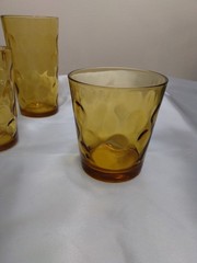 12 Piece VTG HAZEL ATLAS EL DORADO AMBER COIN DOT DRINKING GLASSES