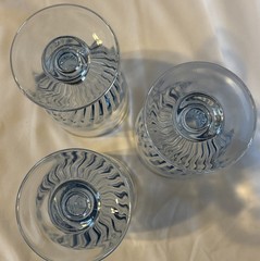 Set of 3 Vintage MSE Martha Stewart Everyday Clear Blue Swirl Glass 7” Goblets