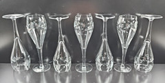 7 Princess House Heritage Champagne Tulips Set Clear Floral Etched Stemware Lot