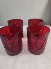 Godinger Old Fashioned Glasses Dublin Collection Ruby Red Crystal Set of 4
