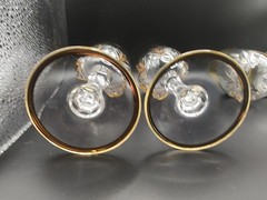Vintage Crystal Wine Glasses 24K Gold Plated Bands Set Of 4