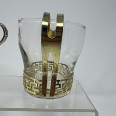 Vintage MCM Libbey Gold Greek Key Continental Glass Coffee Cups Mugs – Set of 2