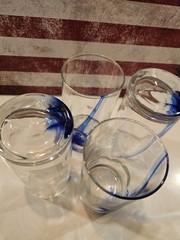Set of 4 Libbey Blue Ribbon Impressions-On the Rocks Drinking Glasses 16oz EUC