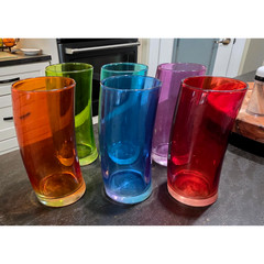 6 MCM Highball Rainbow Leonardo Swung Long 12 oz Curved Tumbler Glasses