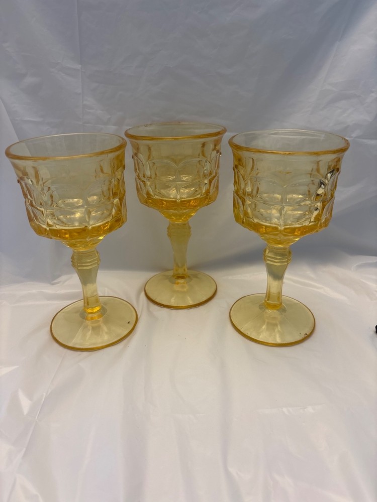 Set of three tiara constellation, yellow stemmed goblets. Tiara exclusive