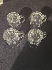 4-CRISTAL D’ARQUES DURAND Chantilly Taille Beaugency MUG Glass SET Coffee France