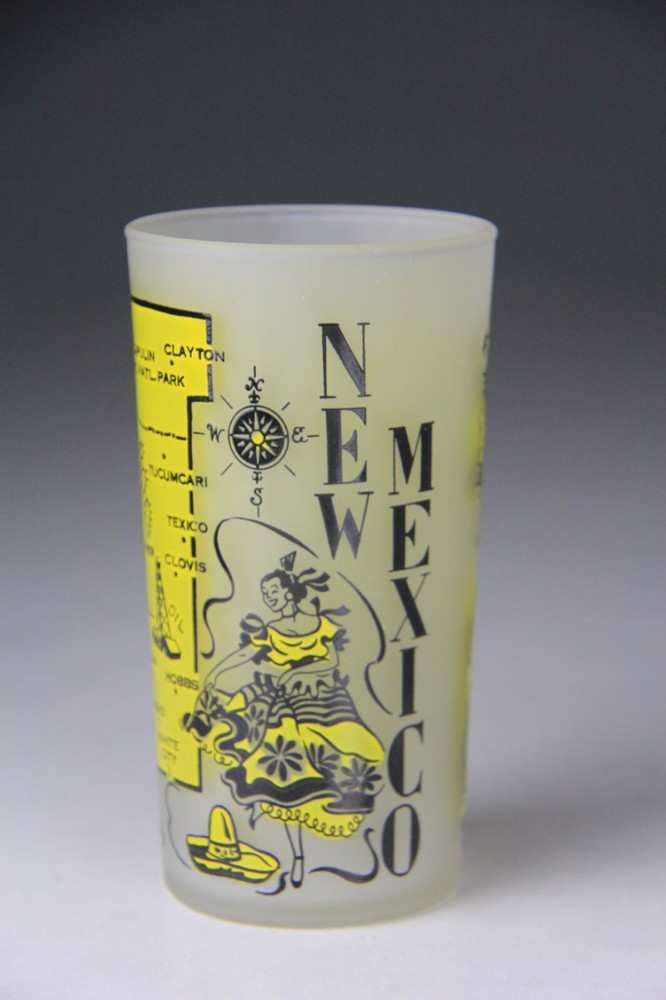 Vintage Hazel Atlas Frosted Souvenir Glass Tumbler New Mexico