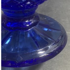 Cobalt Blue Pressed Glass Footed Creamer Ribbed Diamond Intaglio Medallion btg