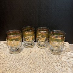 Vintage Gold Leaf Swirl Juice Glasses-Set of 4