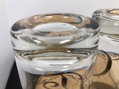 Set of 4 Dorothy Thorpe Glasses Silver Lustre Edge D Monogram Highball Tumblers