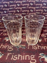 Vintage Lot Of 2 MCM GIBSON glassware Duratuff Panel Tumbler Glasses Nice Look !