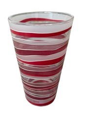 Vintage Curve One Drink Water Cup Tumbler Glass Red /white Stripes 5.5”high