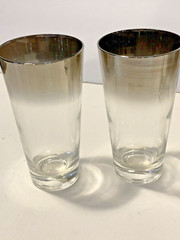 RETRO Mid Century Queen’s Lusterware Set Of Four Tall Tumblers Silver Fade