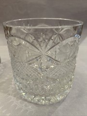 Vintage Lead Crystal Clear Biscuit Cookie Jar Container Chardoney Pattern Poland