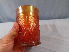 Diamond Dugan Maple Leaf Marigold Carnival Glass Tumbler INV2