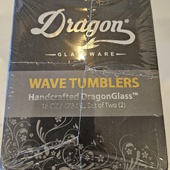 Dragon Glassware Wave Tumblers Set of 2 16oz Handcrafted DragonGlass New Gift
