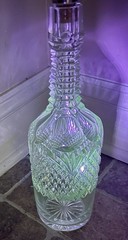 ABP Cut Crystal Whiskey Bottle-Strawberry, Diamond, Fan with Sterling Stopper