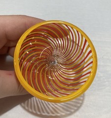 Vintage Hand Blown Red & Orange Swirl Art Glass Shot Glass