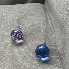Martini Cocktail Handblown Millefiori Art Glass Ball Shape Stem Barware – 4 Lot!