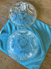 Vintage Anchor Hocking Early American Prescut Star Of David 7-1/8 Candy Dish/Lid