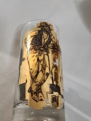 Rare MCM Charles Russell Cowboy Western 24K Gold Cocktail Highball Glass EUC