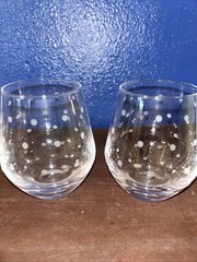 Lenox × Kate Spade LARABEE DOT Set/2 Stemless White Wine Glasses Excellent