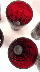 7 Vintage Anchor Hocking High Point Royal Ruby Red Glass Tumblers 4 1/4″ 1940s