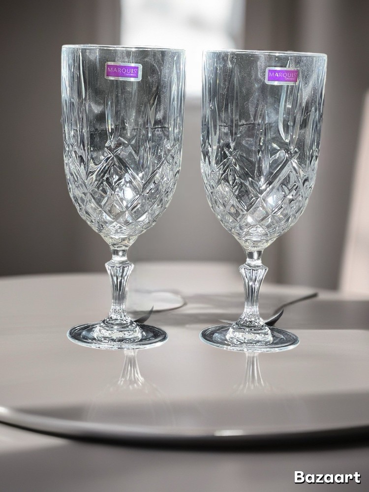 Marquis by Waterford “Markham” Iced Beverage Wine or Water Goblet 8.5” Set Of 2