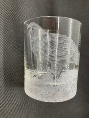 VTG Hand Etched Azores Glass Artist Signed Eagle Double Old Fashioned Portugal