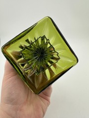 Indiana Glass Mt Vernon Green Iced Tea Goblet Square Base Flared Rim