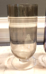 Pair of Blown Glass Gray & Purple Blue Iridescent Short Stemmed Goblets Numbered