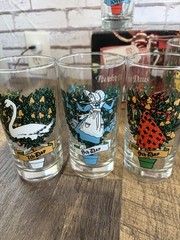 Indian Glass Twelve Days of Christmas 12-12oz Tumblers Glasses Complete Set NIB