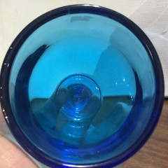 1- Vintage Imperial Glass Turquoise Antique Blue Glass Goblet Hoffman House 6″