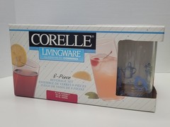 Vintage Corelle Glassware Tumblers 16oz In The Garden Design Set of 8 1995 New