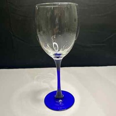 4 Cristal D’Arques Neptune goblet Water/Wine Glasses Cobalt blue Stem 8″