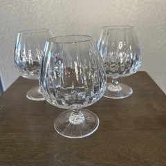 Mikasa 3 Arctic Lights Vertical Cut Crystal Brandy Glass Snifters 5.75» Tall