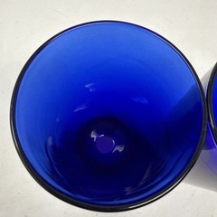 VTG Lot of 2 Reims France Cobalt Blue Tall Tumbler Drinking Water Glasses 5.5″