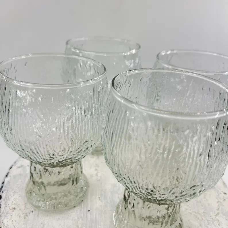 Set of 4 Vintage Indiana Glass Company Glacier Glasses / Highball Tumblers 70’s