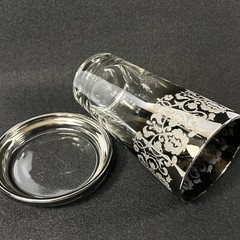 LUSTER Silver Smoke Fade TUMBER SET Coaster Caddy MCM Vintage