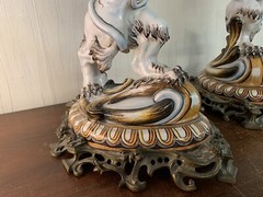 Pair of lion torches Emile Gallé, Nancy Saint Clément (price of the pair)