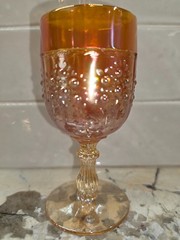 Vintage Fenton Marigold Carnival Glass Orange Tree Wine Goblet Art Glass
