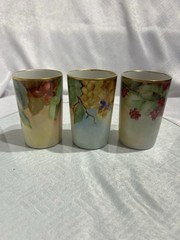J.P. L France Porcelain Tumbler Set of 3 Multicolor Fruit Pattern Cups