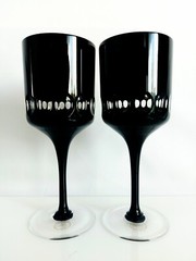AJKA CRYSTAL BLACK MAGIC / FABERGE DESIGN Wine Goblet 8 inches