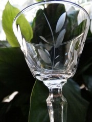 MCM Libbey Glass Clear Priscilla Cut Leaves Liquor Cocktail Stem 3001 Excel Cond