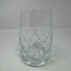Crystal Whiskey Scotch Barrel Glass Cut Cross Hatch Heavy Bottom Unmarked
